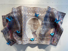 Dollar - contemporary mixed media original pop artwork of wrinkled dollar