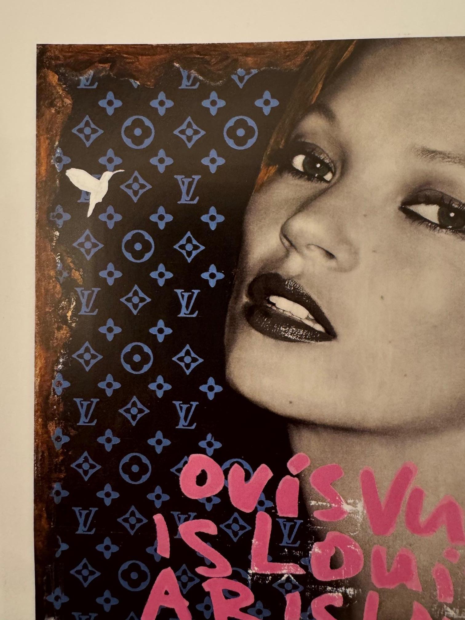 Kate - técnica mixta contemporánea original iconos del arte pop retrato de Kate Moss en venta 5