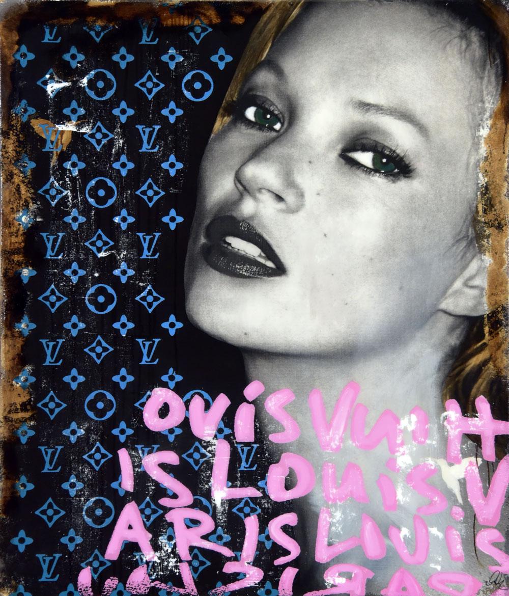 Kate - contemporary mixed media original pop art icons portrait of Kate Moss - Mixed Media Art by Devin Miles