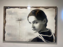 Love Chanel-contemporary mixed media  artwork portrait young Coco Chanel pop art