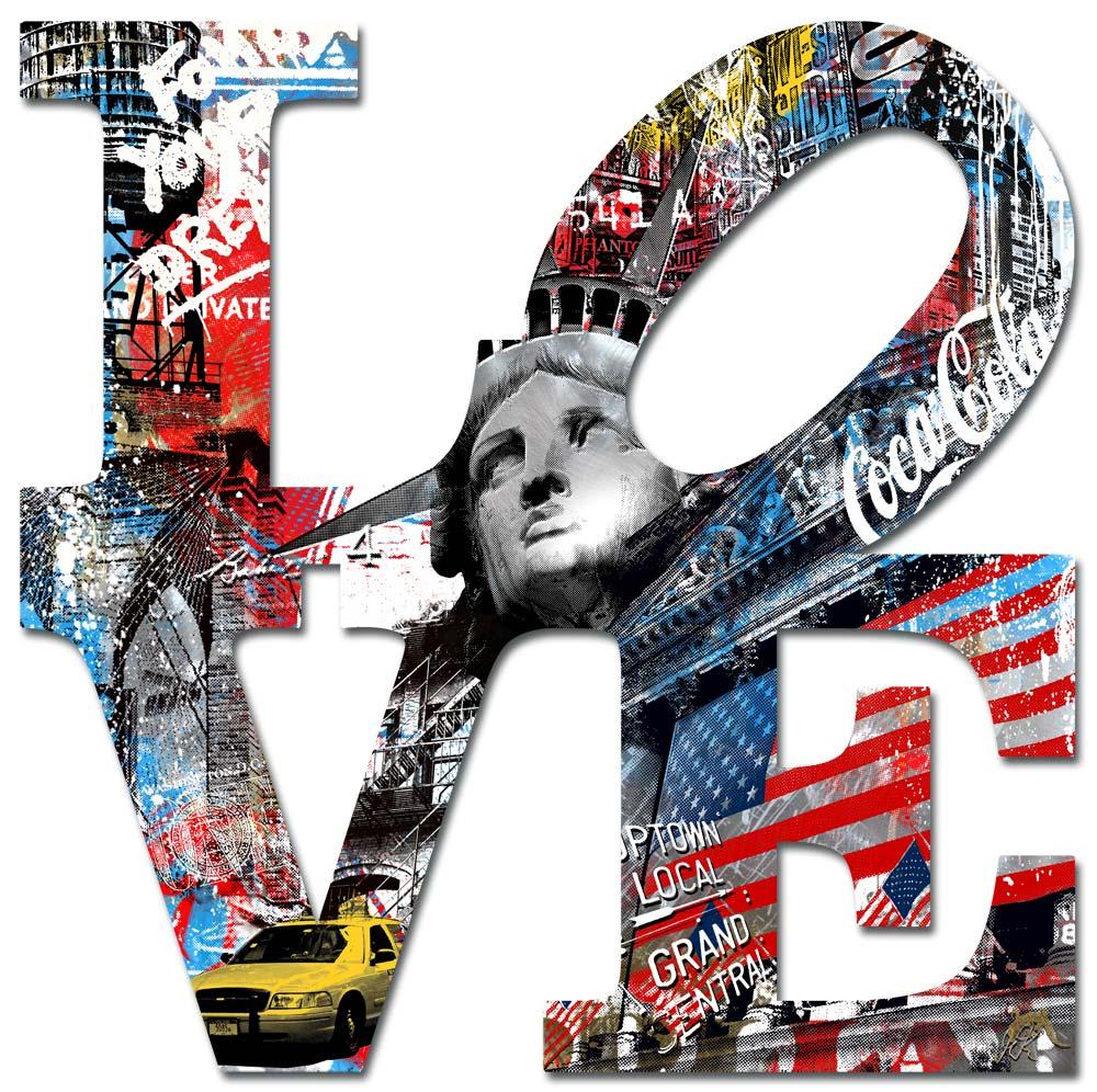 Love-New-York - Popart, airbrushed wall sculpture, Contemporary Art, USA, NYC - Sculpture by Devin Miles
