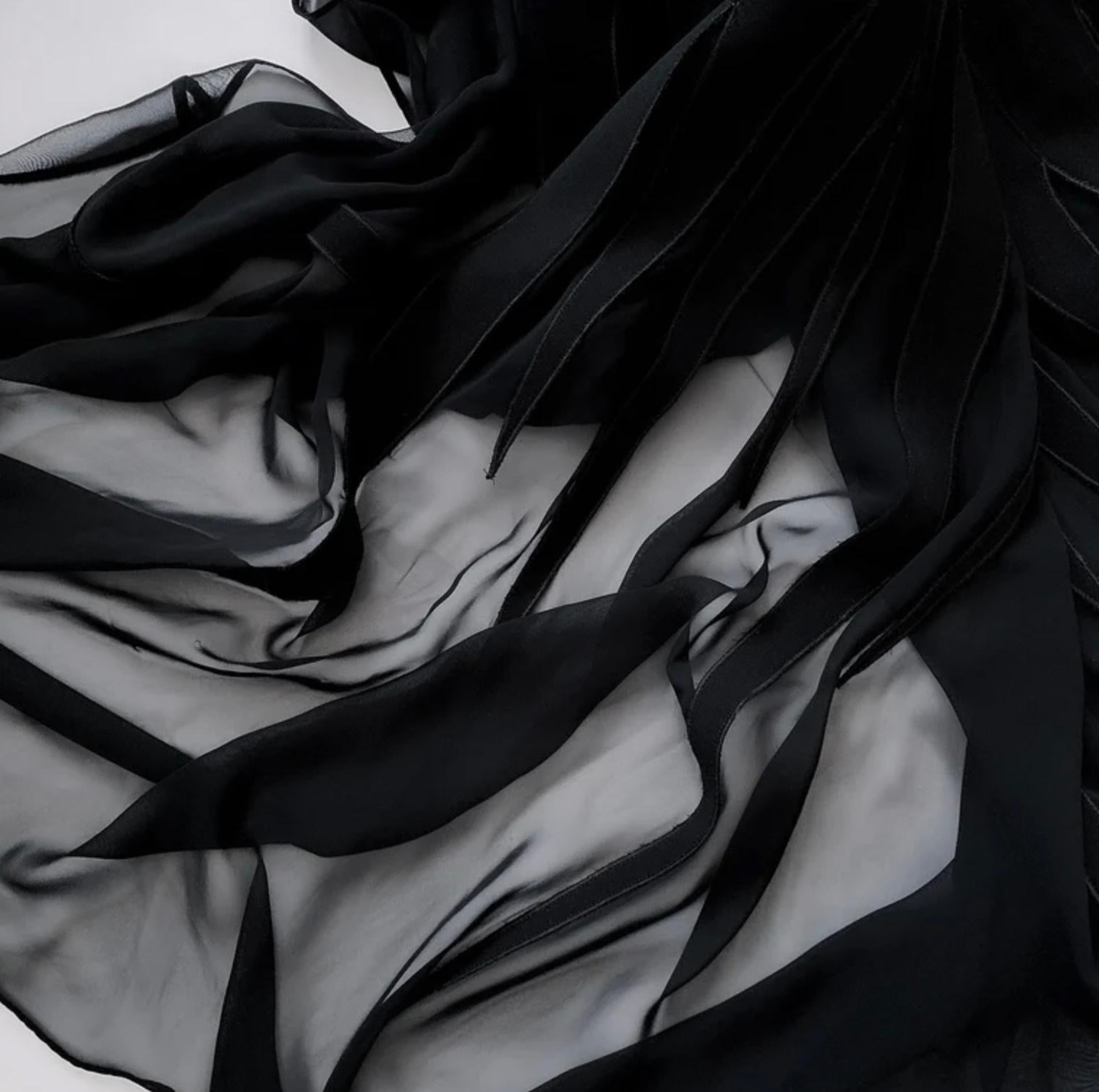 Devine Thierry Mugler Runway Dress Goddess Black Semi Sheer Evening Gown  For Sale 7