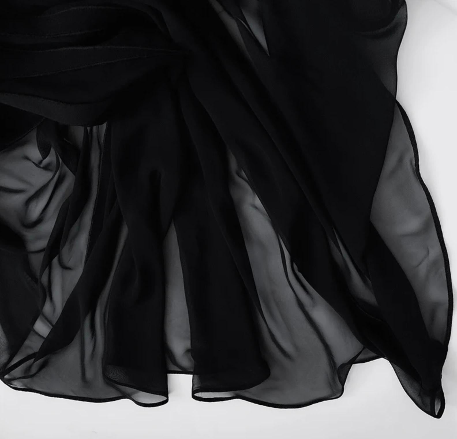 Devine Thierry Mugler Runway Dress Goddess Black Semi Sheer Evening Gown  For Sale 8