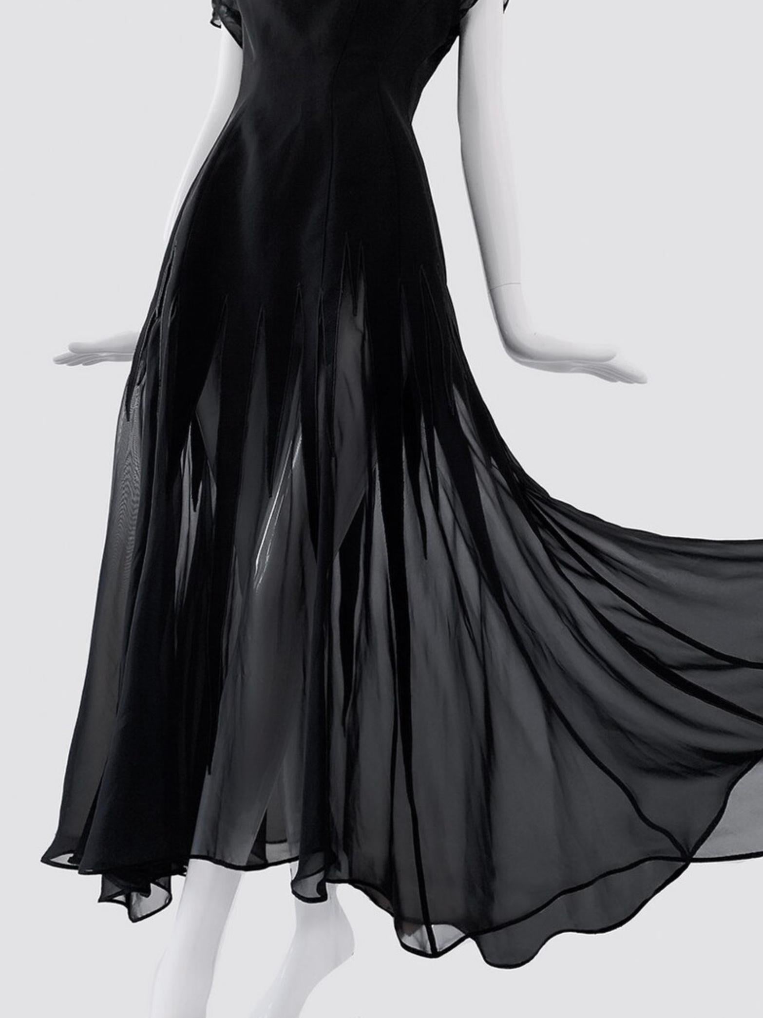 Devine Thierry Mugler Runway Dress Goddess Black Semi Sheer Evening Gown  For Sale 3