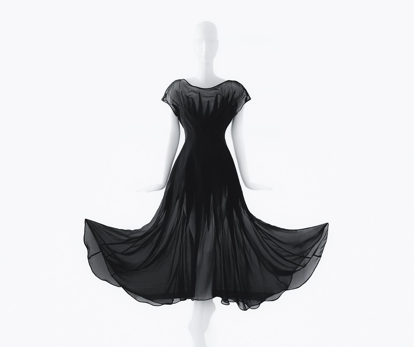 Devine Thierry Mugler Runway Dress Goddess Black Semi Sheer Evening Gown  For Sale 4