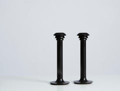 Devo Design Ebonised Sapele Hardwood Bespoke Pair of Candlesticks UNIQUE