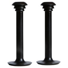 Devo Design Ebonised Sapele Hardwood Bespoke Pair of Candlesticks UNIQUE