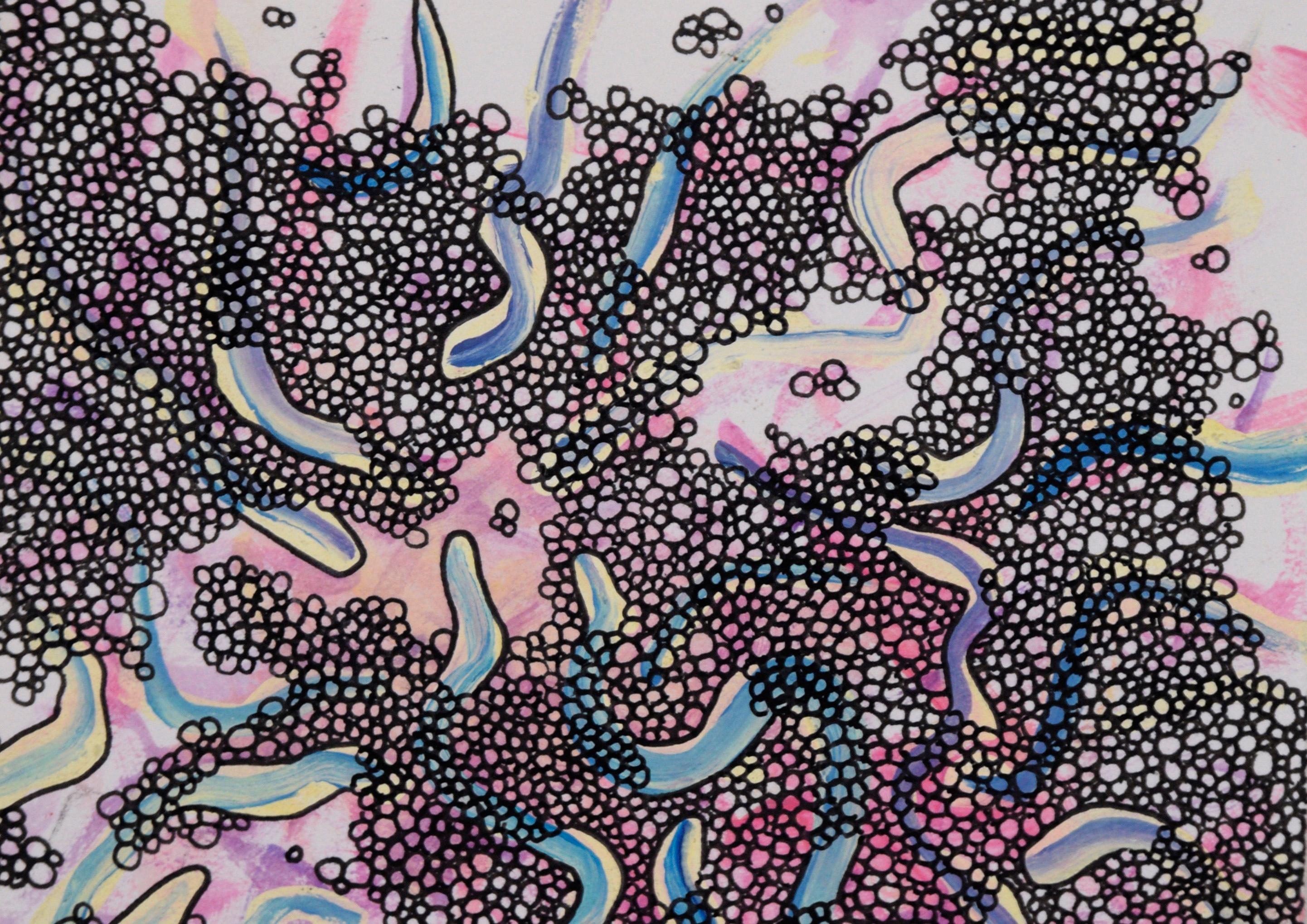 Abstrakte Komposition „Bubbles“ aus Acryl und Tinte auf Papier (Zeitgenössisch), Painting, von Devon Brockopp-Hammer