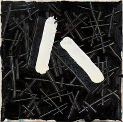 „Not Black and White“ – Abstrakte Komposition in Öl auf Leinwand