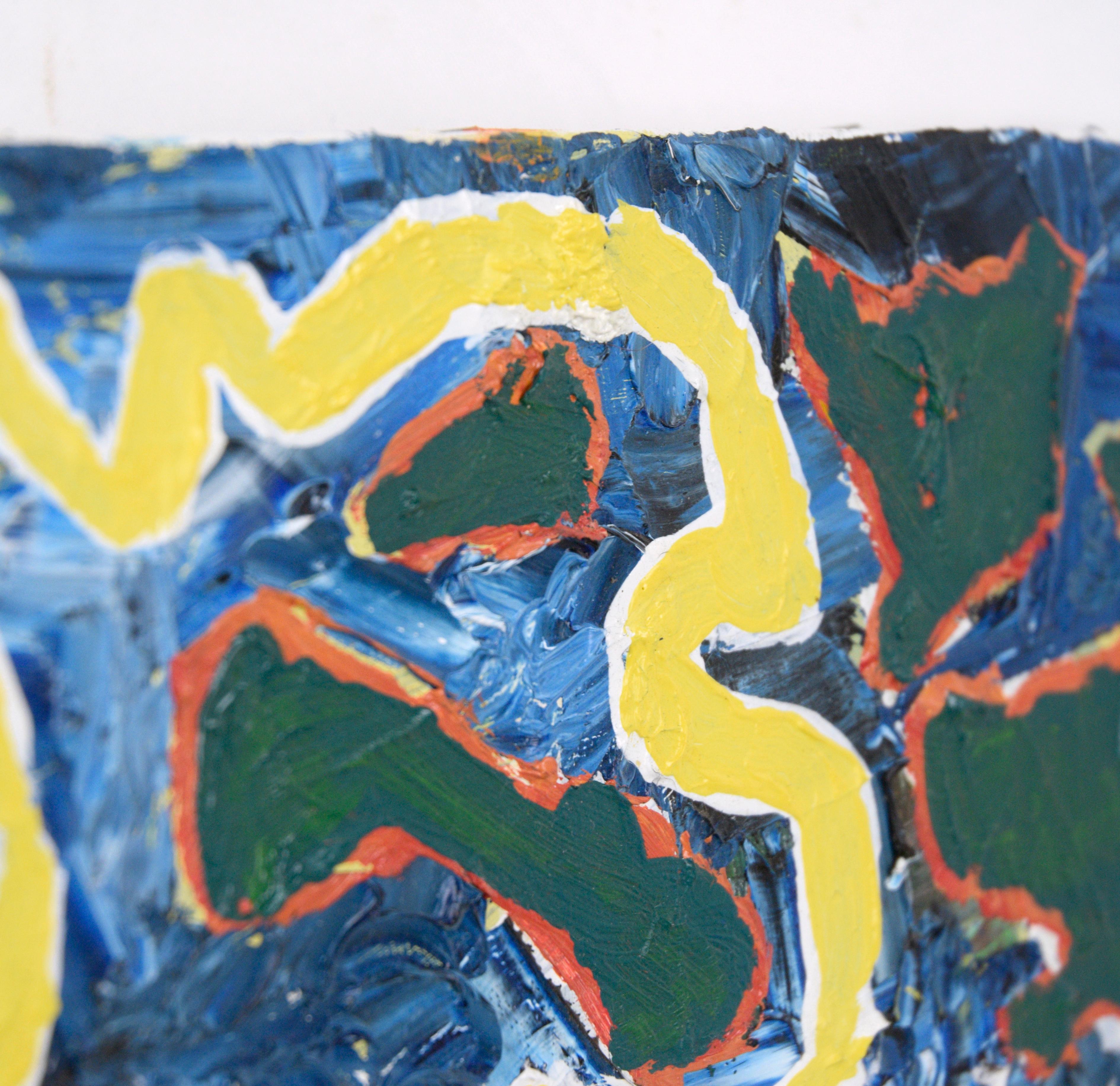 „Patches and a Path“ – abstrakte Komposition in Öl auf Leinwand im Angebot 5