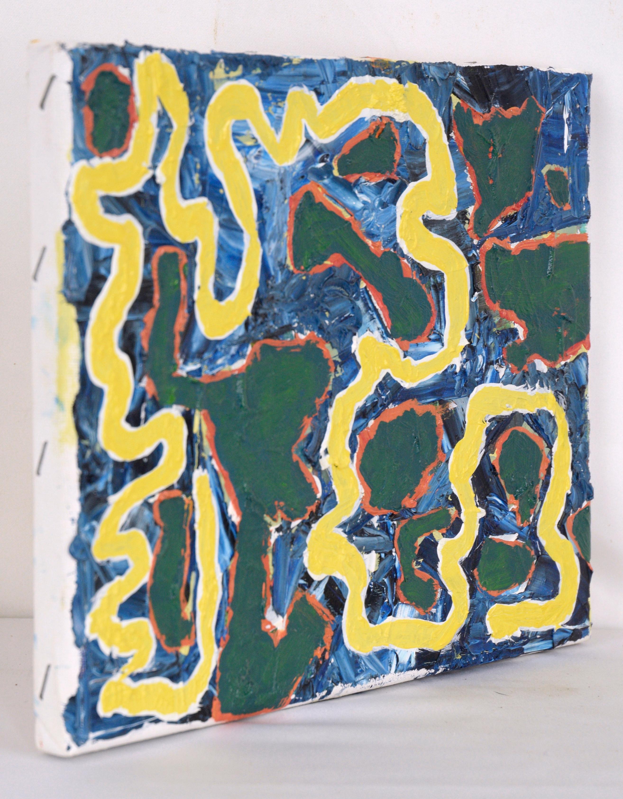 „Patches and a Path“ – abstrakte Komposition in Öl auf Leinwand im Angebot 3