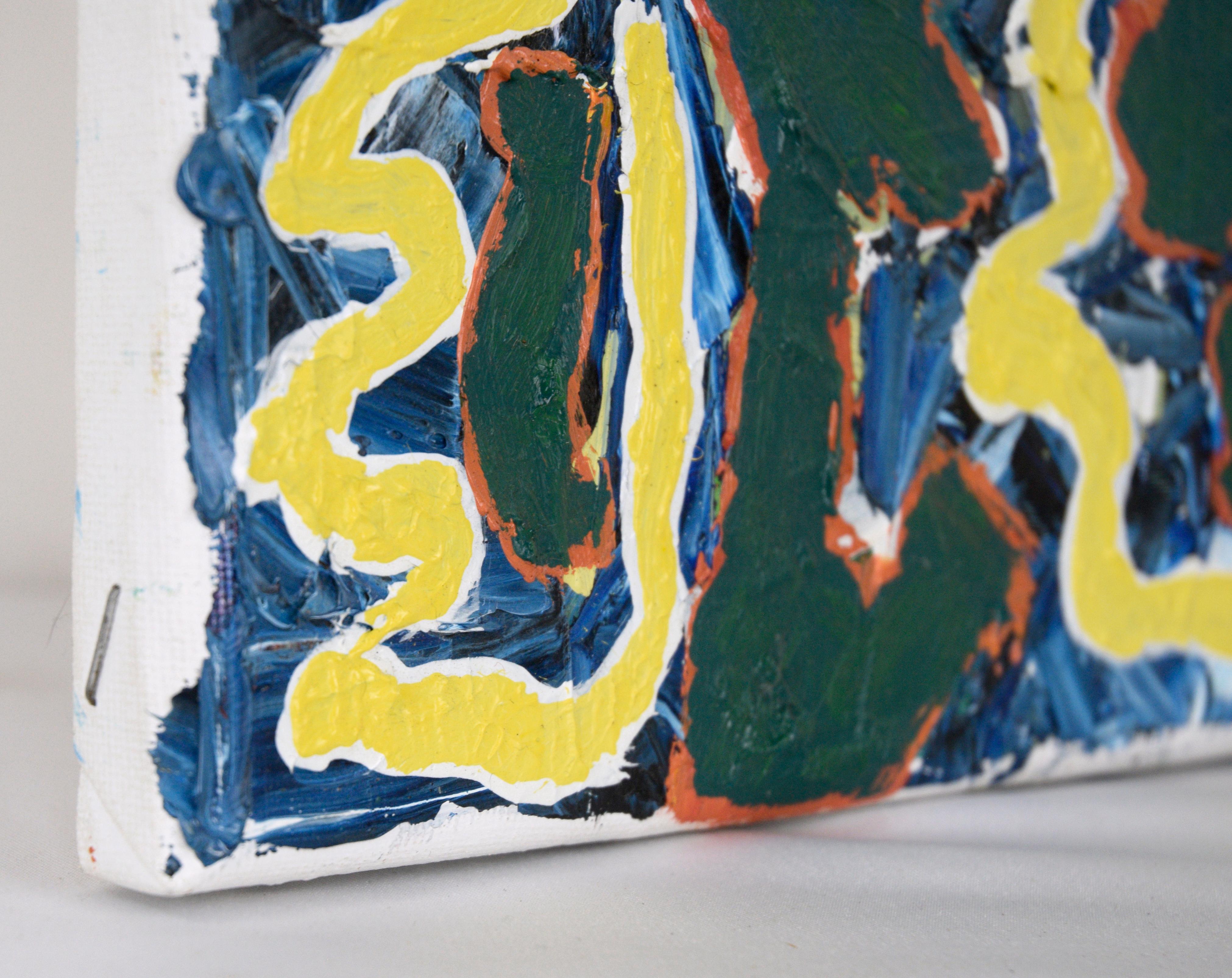 „Patches and a Path“ – abstrakte Komposition in Öl auf Leinwand im Angebot 4