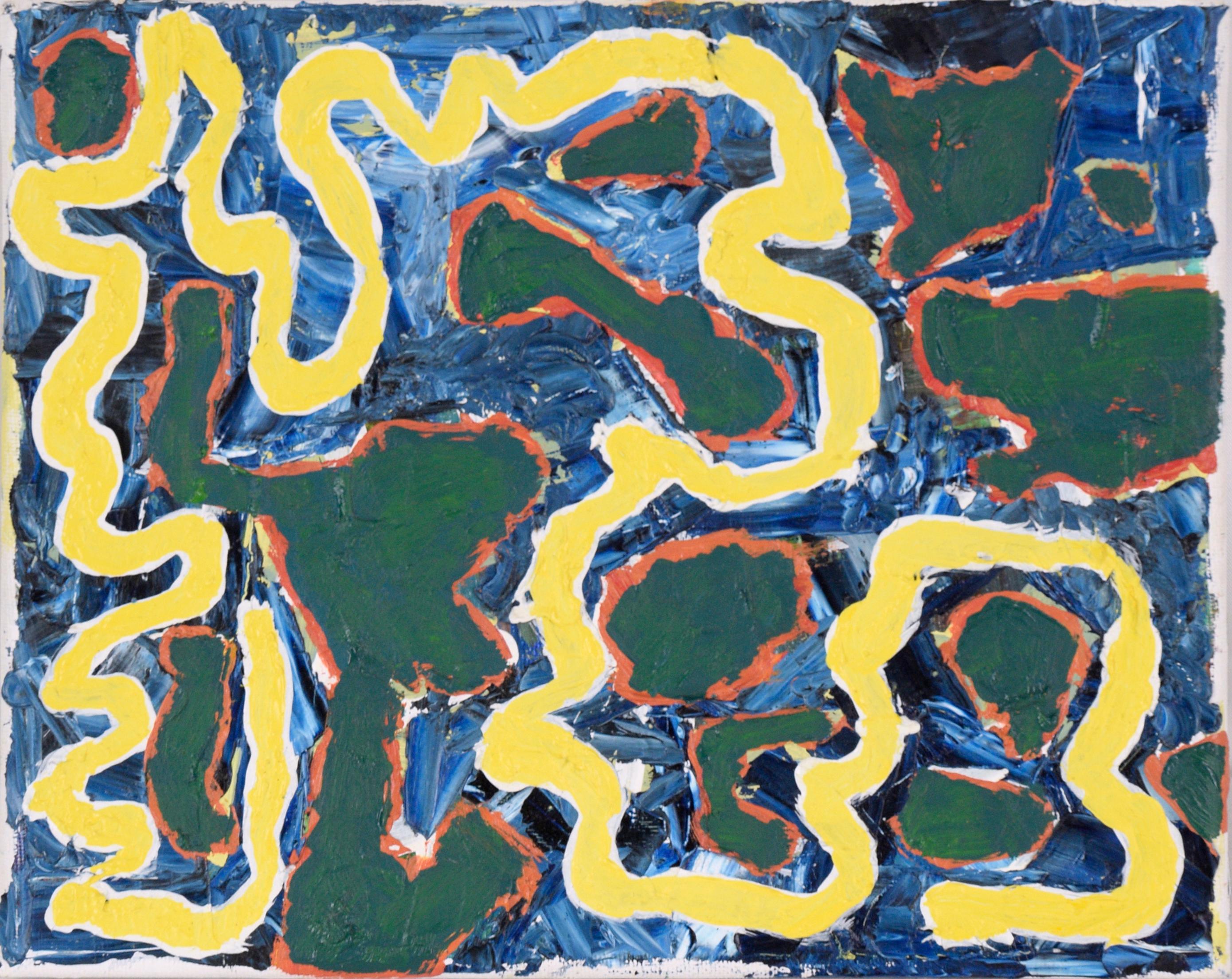 Devon Brockopp-Hammer Abstract Painting - "Patches and a Path" - Abstract Composition in Oil on Canvas