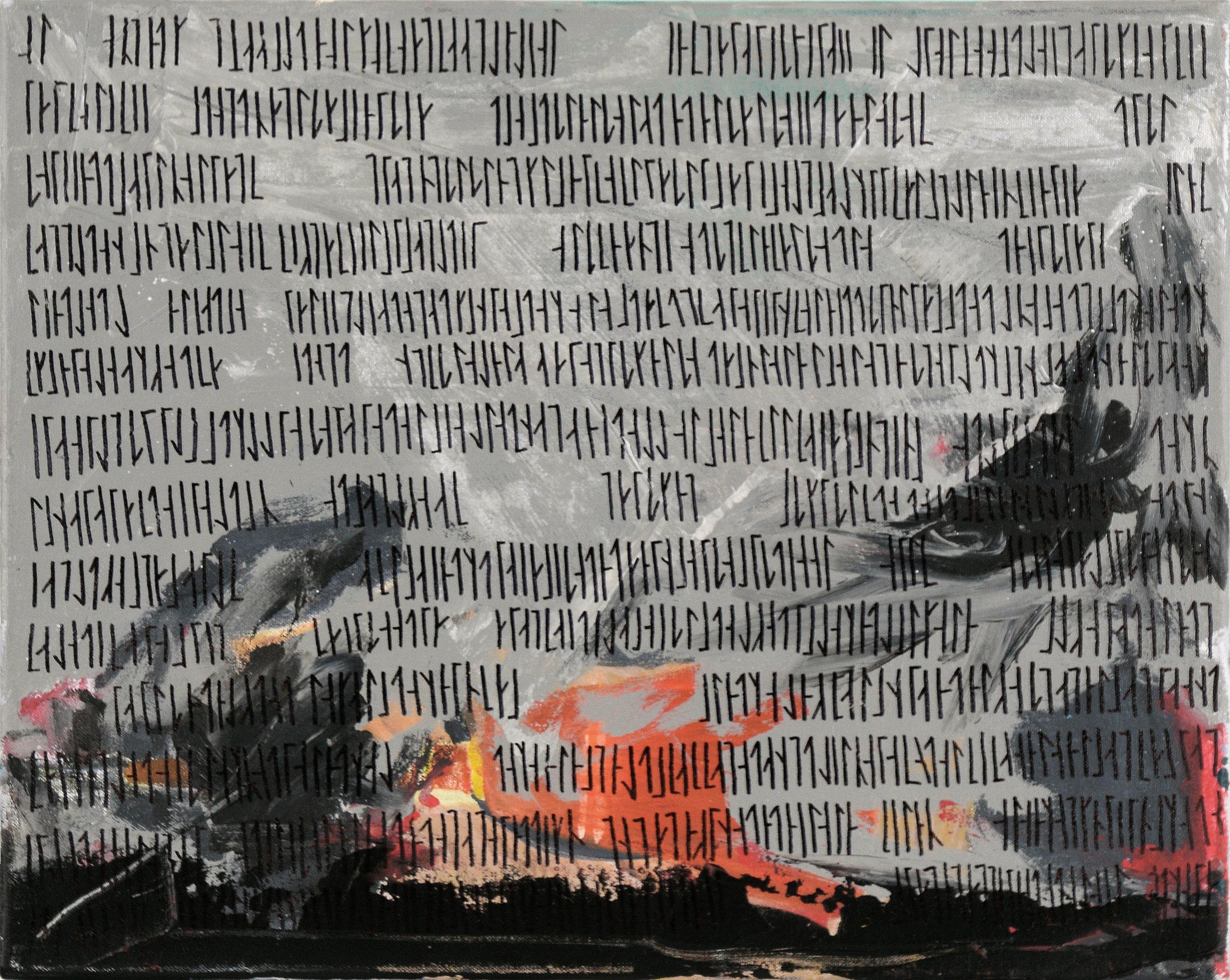 Devon Brockopp-Hammer Abstract Painting – "" Wahrscheinlich kein Code"" - Abstrakte Komposition