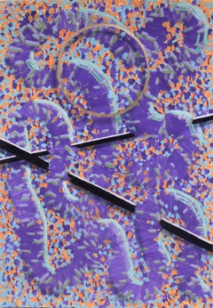 "Ring" Textured Abstract Geometric Composition in Oil on Cradled Masonite Panel