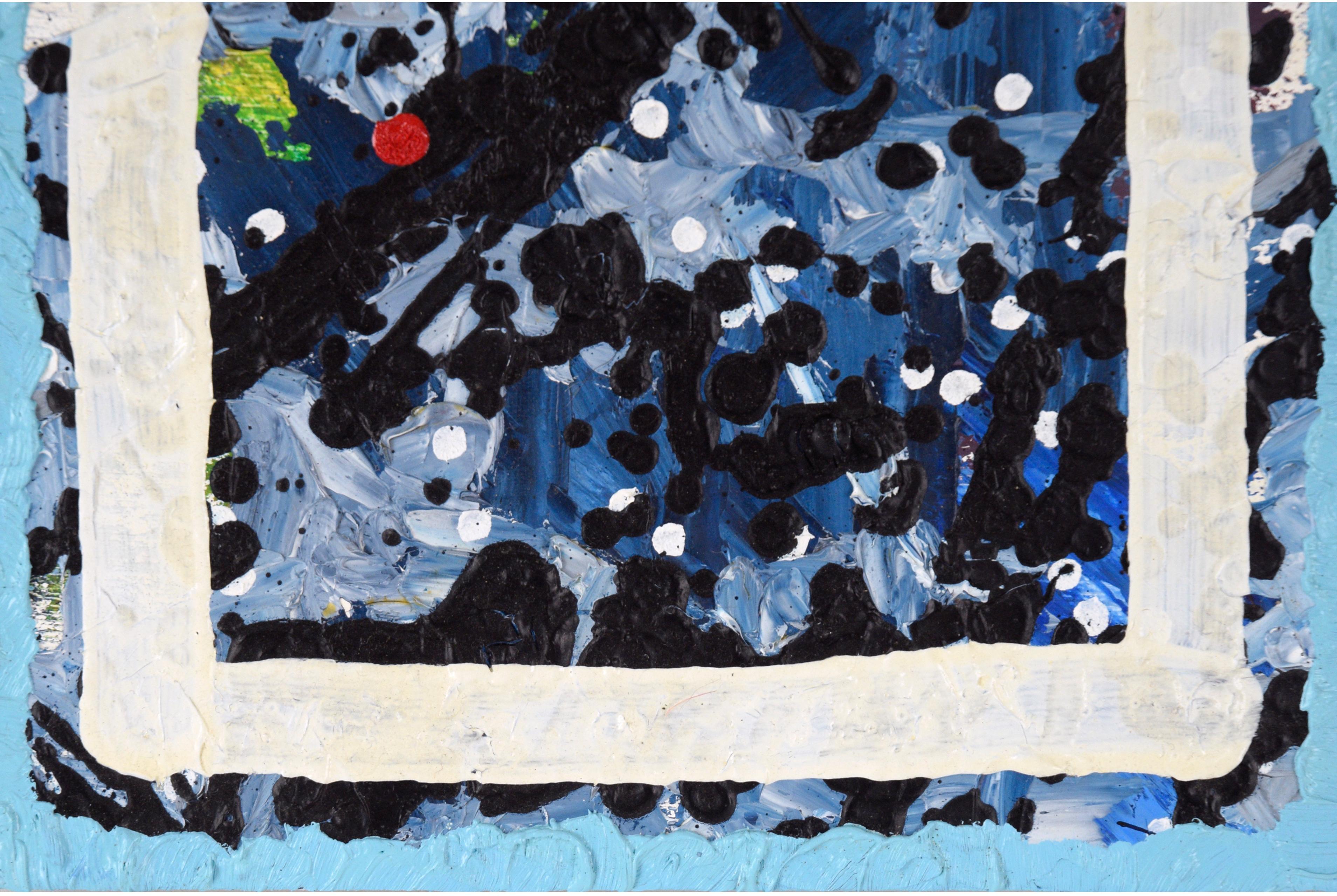« Le rouge est une distraction » - Composition abstraite à l'huile sur panneau de bois froissé

Composition abstraite richement texturée de l'artiste californien Devon Brockopp-Hammer (américain, né en 1986). Des couches de peinture sont accumulées