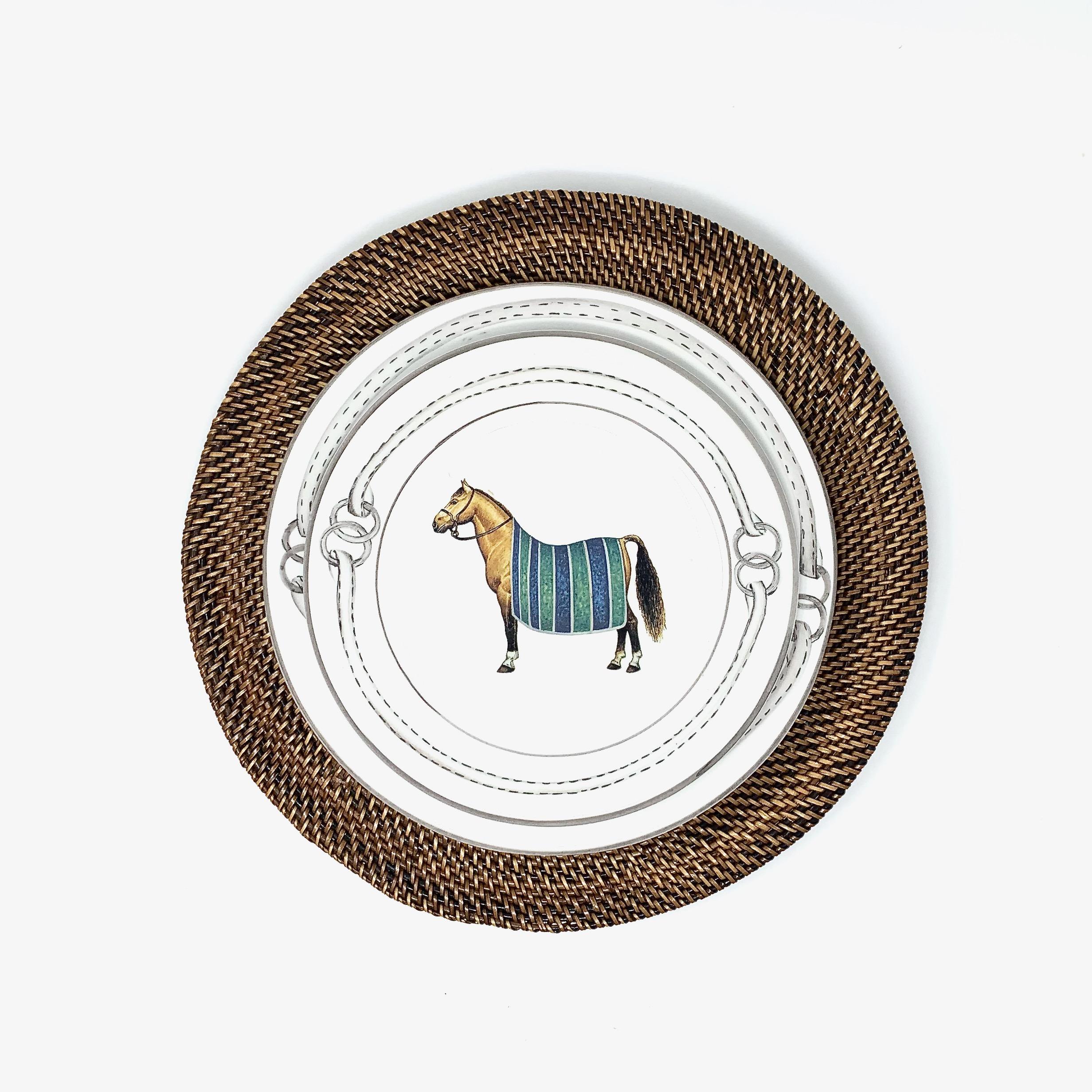 Devon Equestrian Ceramic Salad Plates S/4,  Made in Italy In New Condition For Sale In West Chester, PA