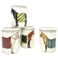 Bicchiere in ceramica Devon Equestrian S/4, Made in Italy