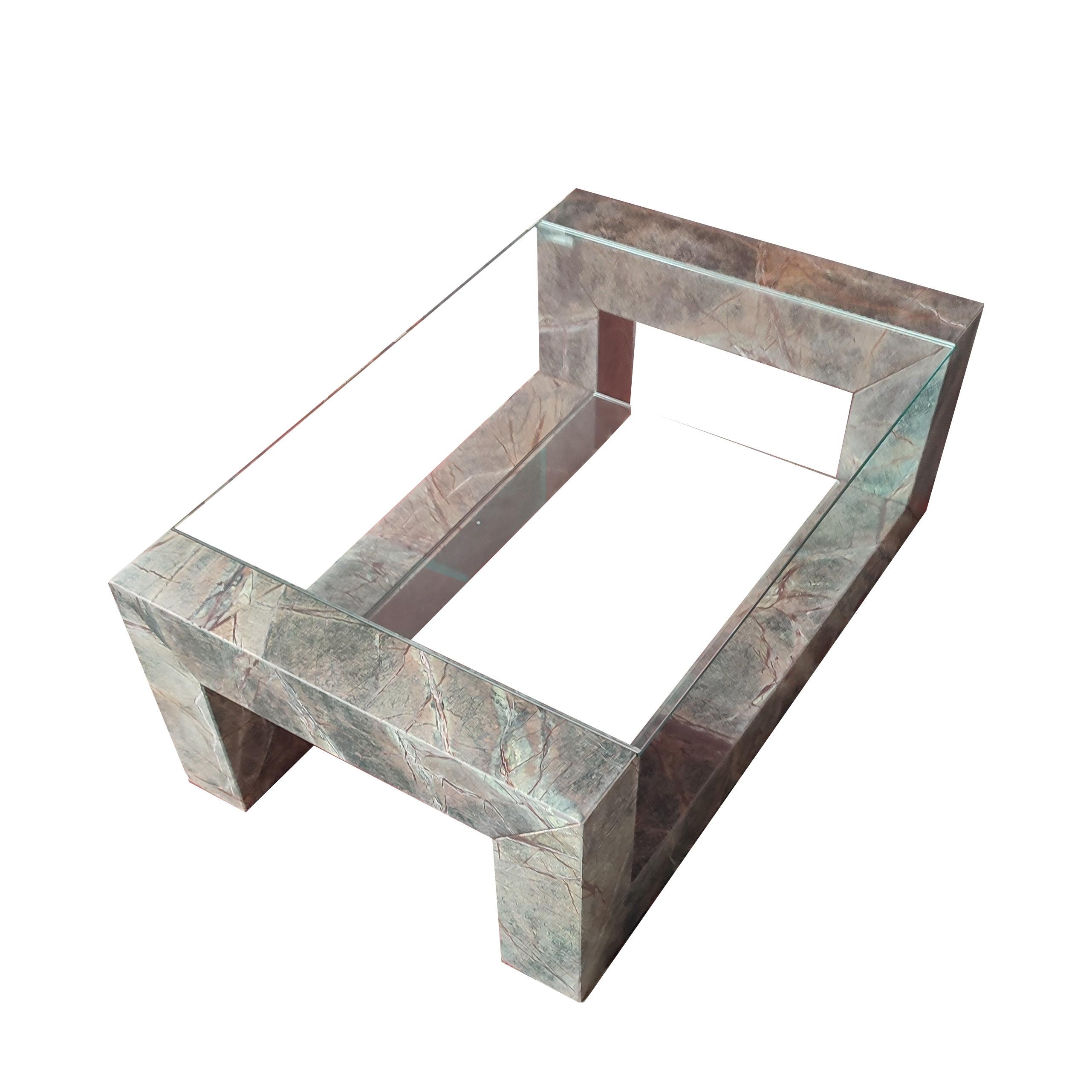 Hand-Crafted Devon Green Marble Coffee Table Contemporary Design Spain by Joaquín Moll Meddel For Sale