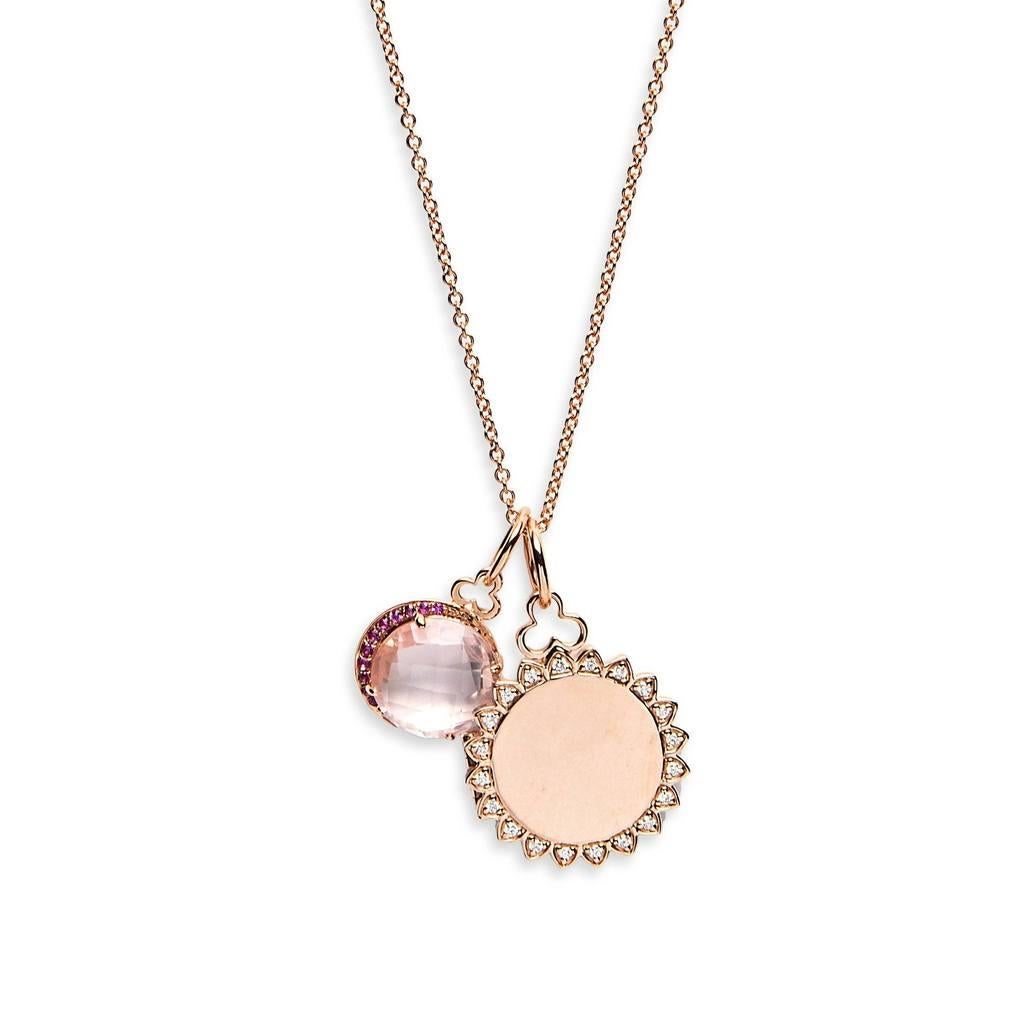 The Sunshine locket sparkles with a border of brilliant white diamonds and an open back to insert a photo on a 14K rose gold cable chain.

18K Rose Gold pendant
14K Rose Gold chain
20 diamonds, approx. 0.1TCW
Opens to reveal one photo of your