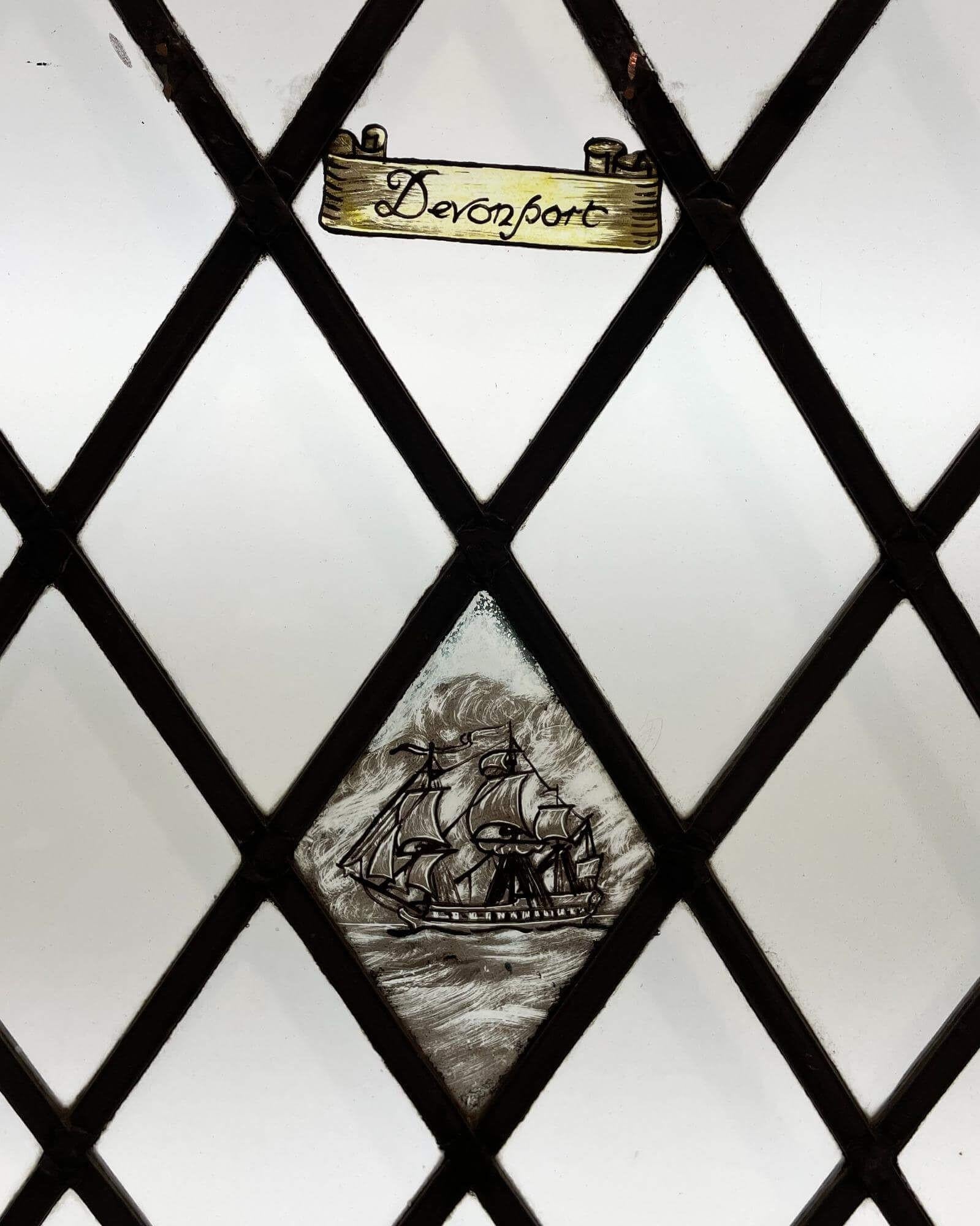 Edwardian ‘Devonport’ Antique Stained Glass Window For Sale