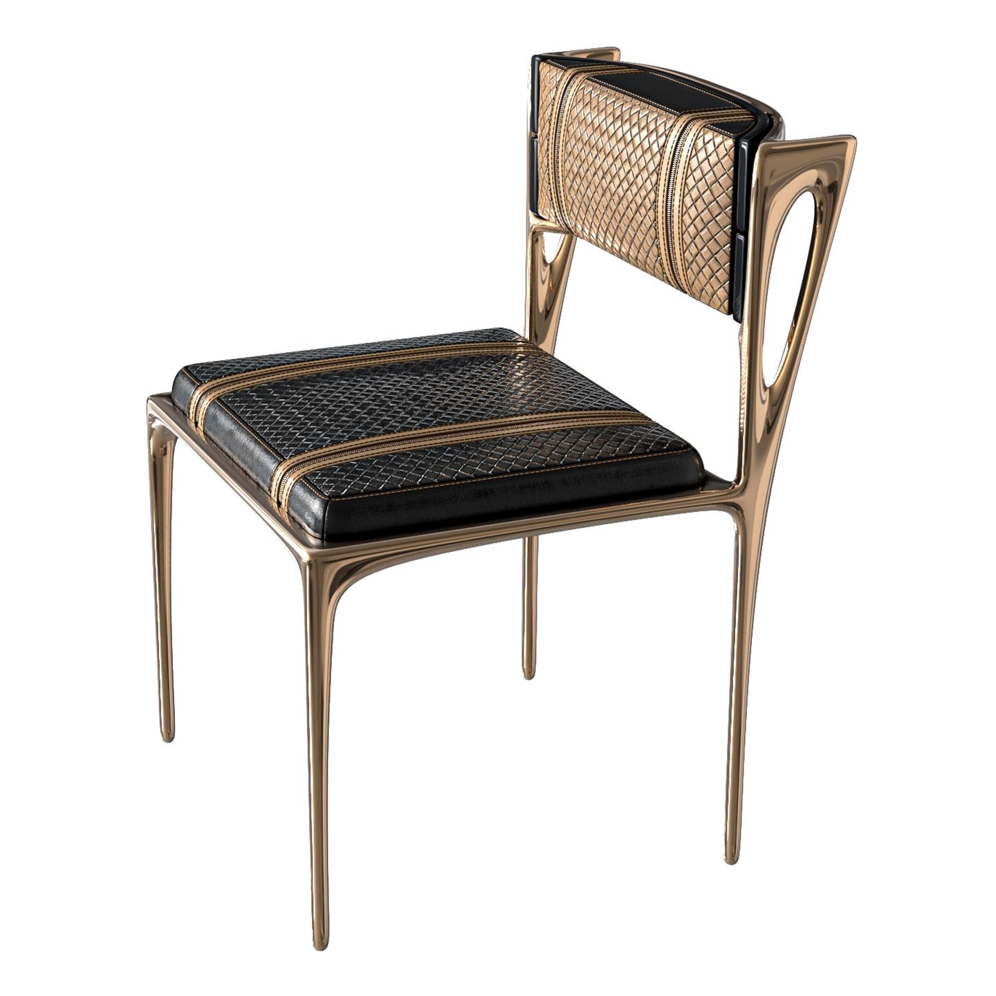 „Devonshire“-Stuhl, achtteilig, Bronze und maßgeschneidertes Leder, Istanbul (Türkisch) im Angebot