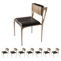 „Devonshire“-Stuhl, achtteilig, Bronze und maßgeschneidertes Leder, Istanbul