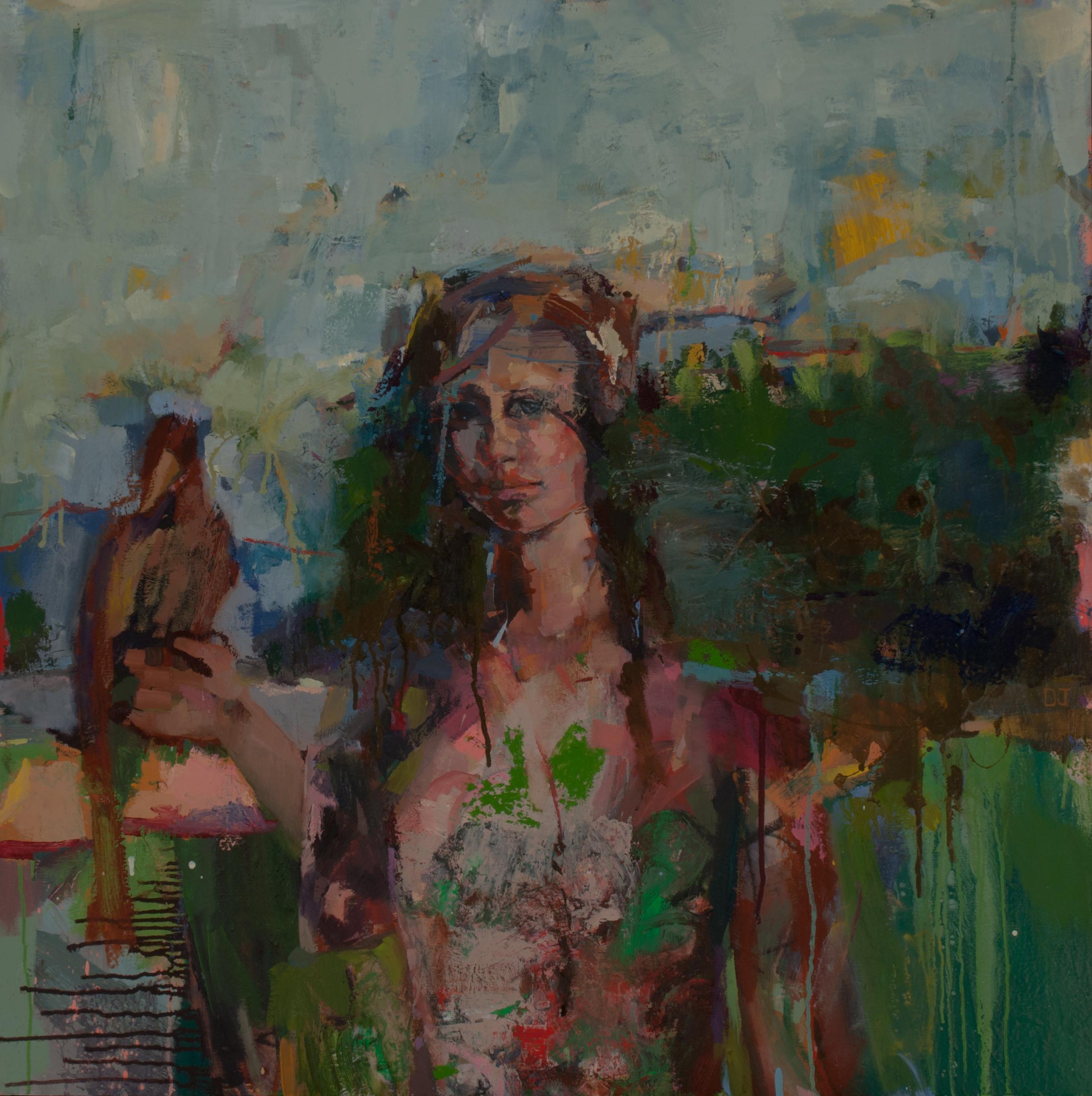 Devorah Jacoby Figurative Painting - Woman with Bird