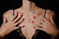 Devotion Gold Cross Necklace with Diamonds and Red Enamel