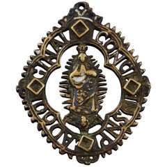 Antique Devotional Medal 'Immaculate Conception, ' Bronze, Enamel, Spain, 17th Century