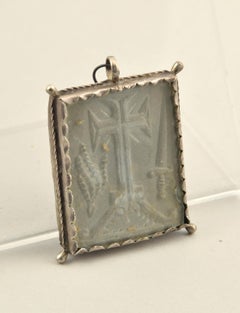 Devotional Medal with Inquisition Heraldry, Silver, Stone, Spain, 17th Century