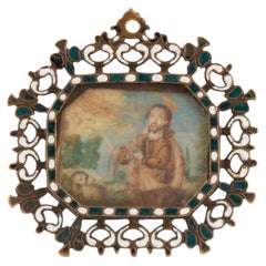 Devotional medallion. Bronze, enamel, etc. Spanish school, 17th century.