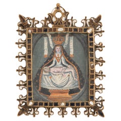 Devotional medallion. Bronze, enamel, glass, etc. Spanish school, 17th century.