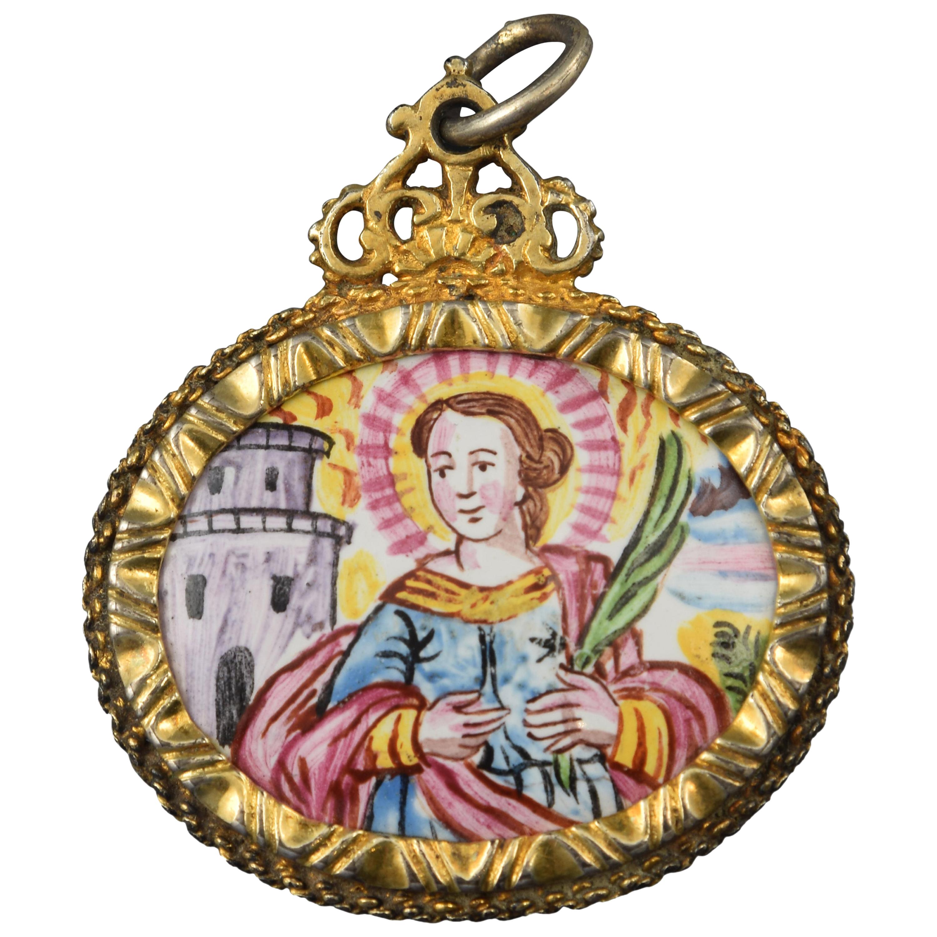 Devotional or Reliquary Pendant, Gilt Silver, Enamel, 17th Century