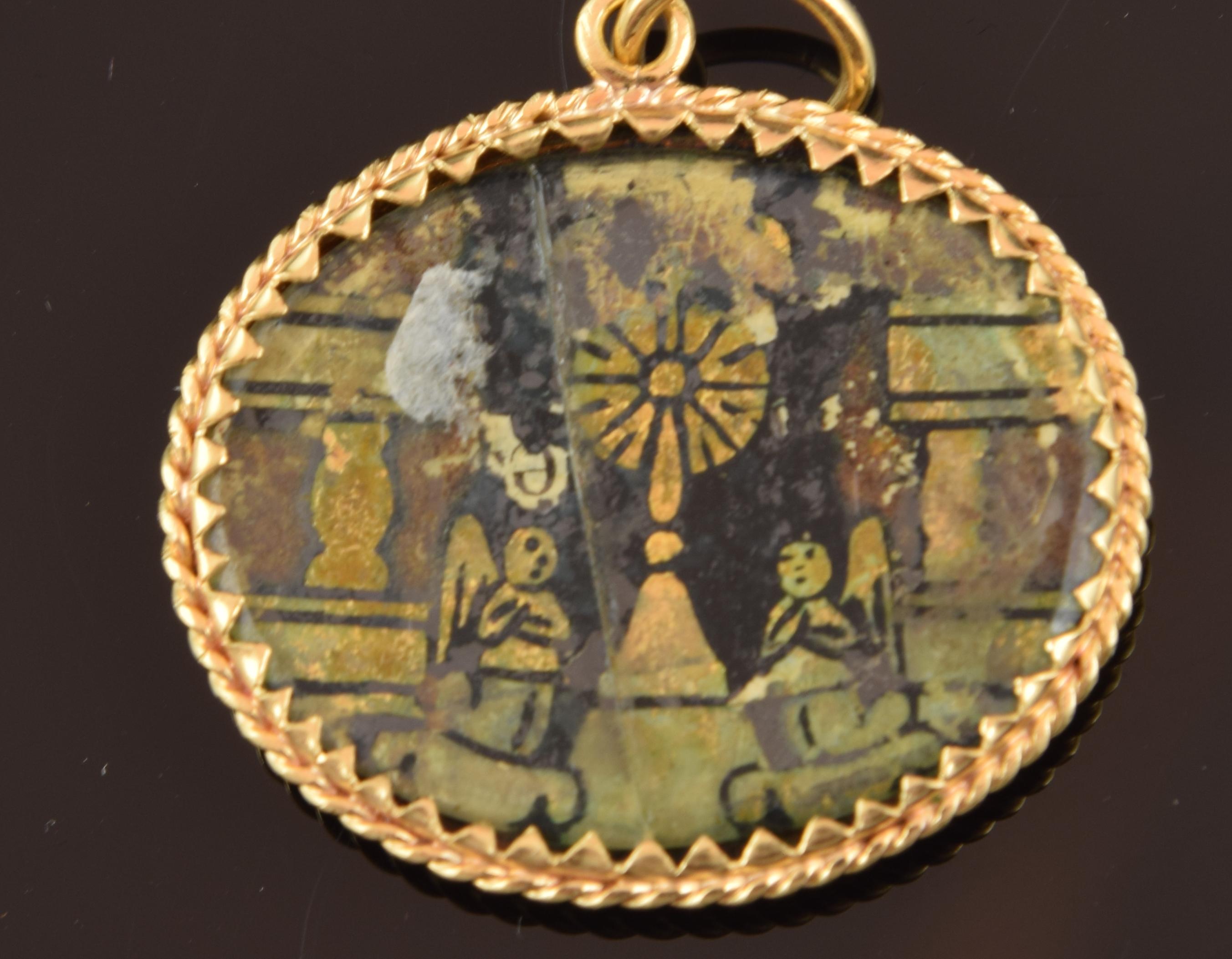 European Devotional Pendant, Gold, Enamels, Possibly, 18th Century