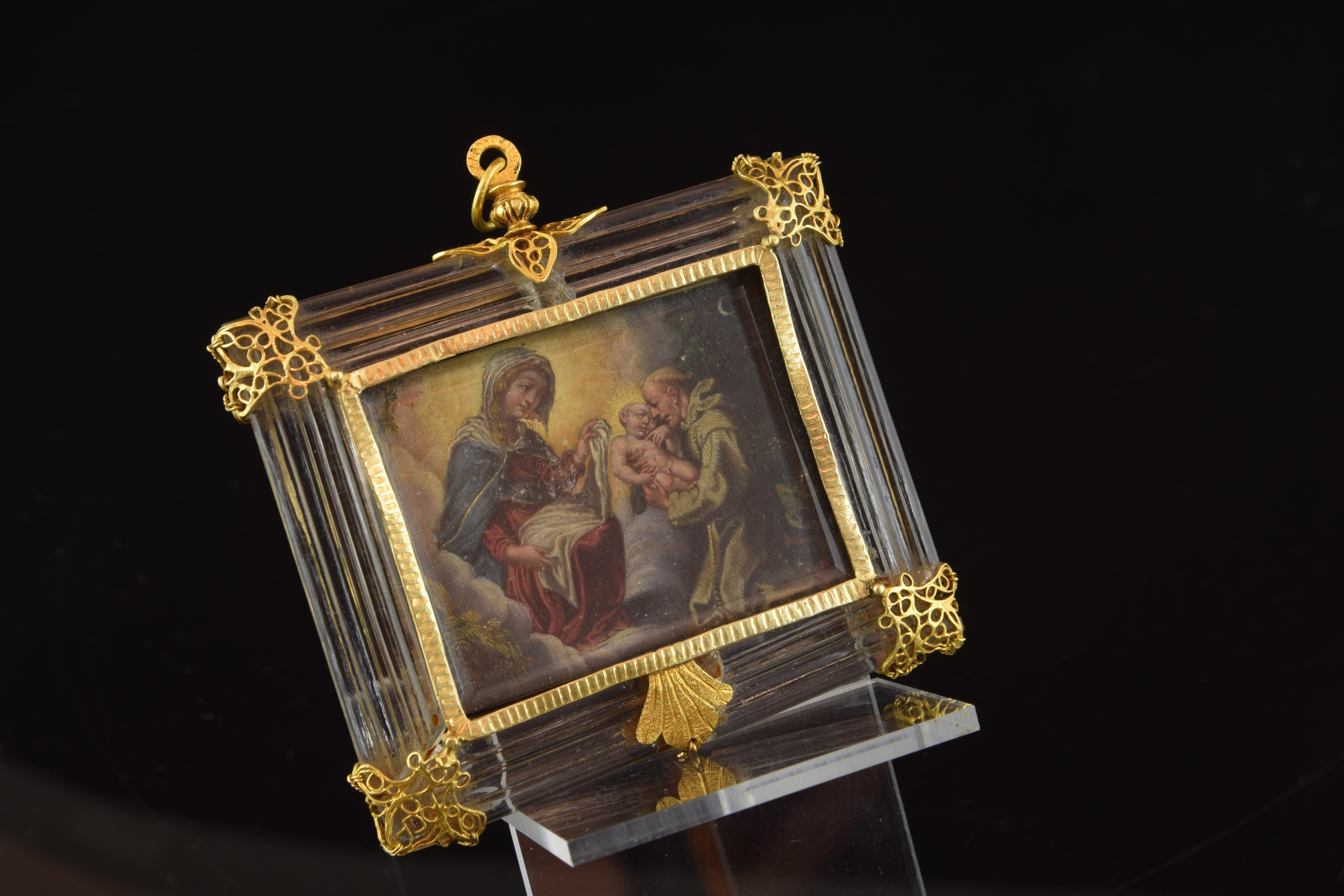 Baroque Devotional Pendant, Gold, Rock Crystal, 17th Century