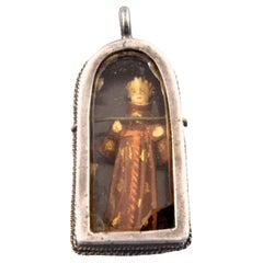 Devotional Pendant Silver, Bone, Glass, Textile, 17th Century