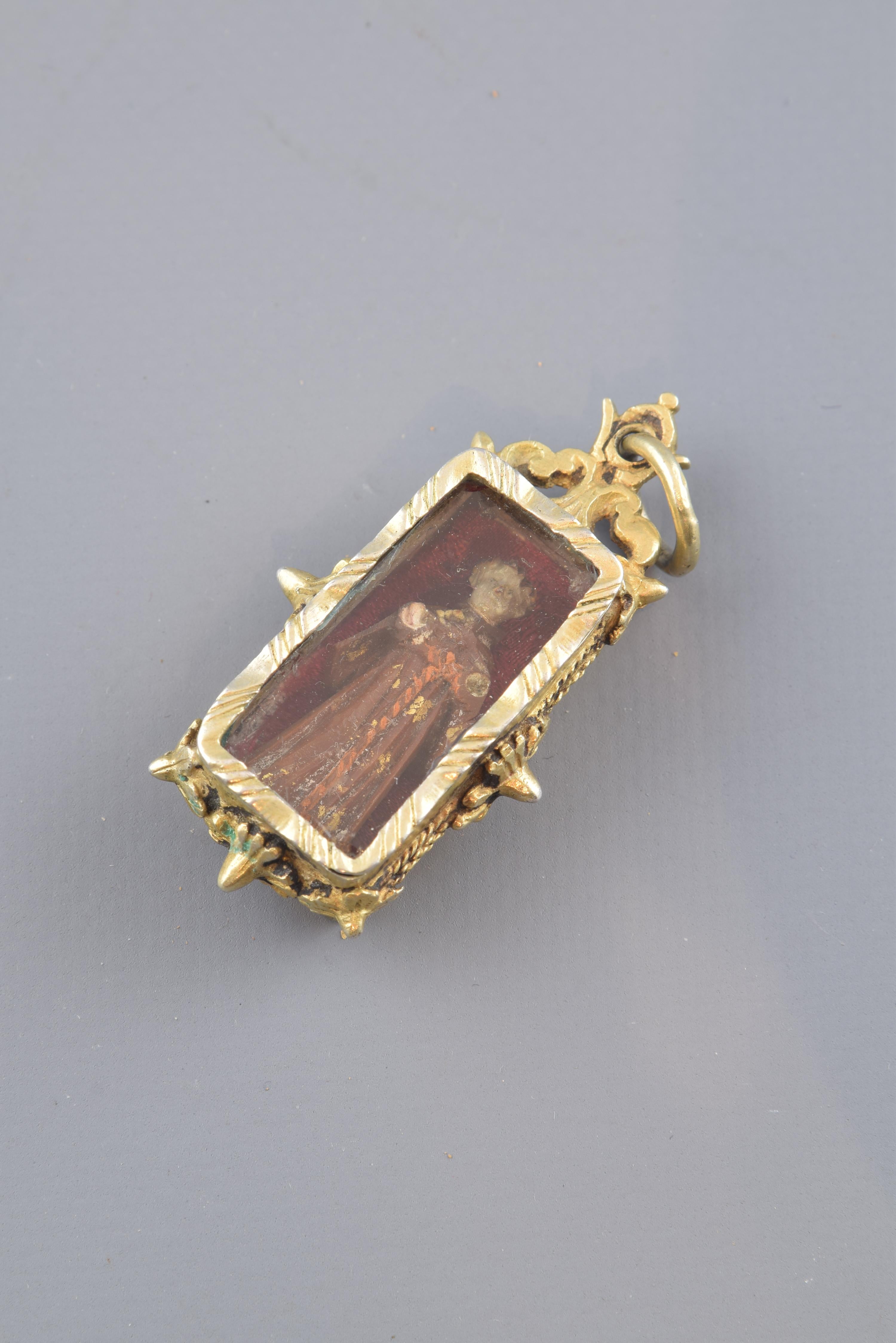 European Devotional Pendant, Silver, Glass, Bone, 17th Century