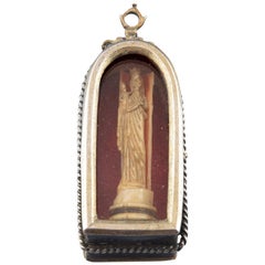 Devotional Pendant, Silver, Glass, Bone, Textile, 17th Century