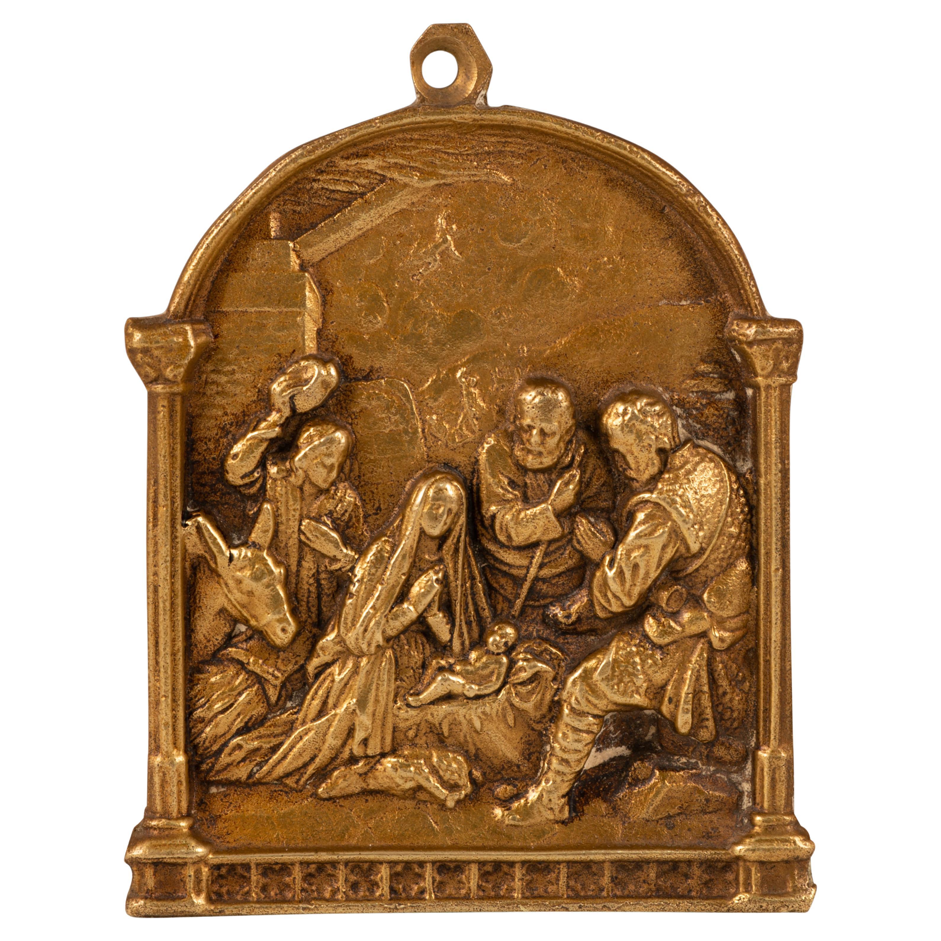 Devotional plaque, Birth of Christ. Bronze. 19th century.
