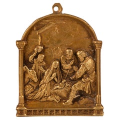 Devotional plaque, Birth of Christ. Bronze. 19th century.