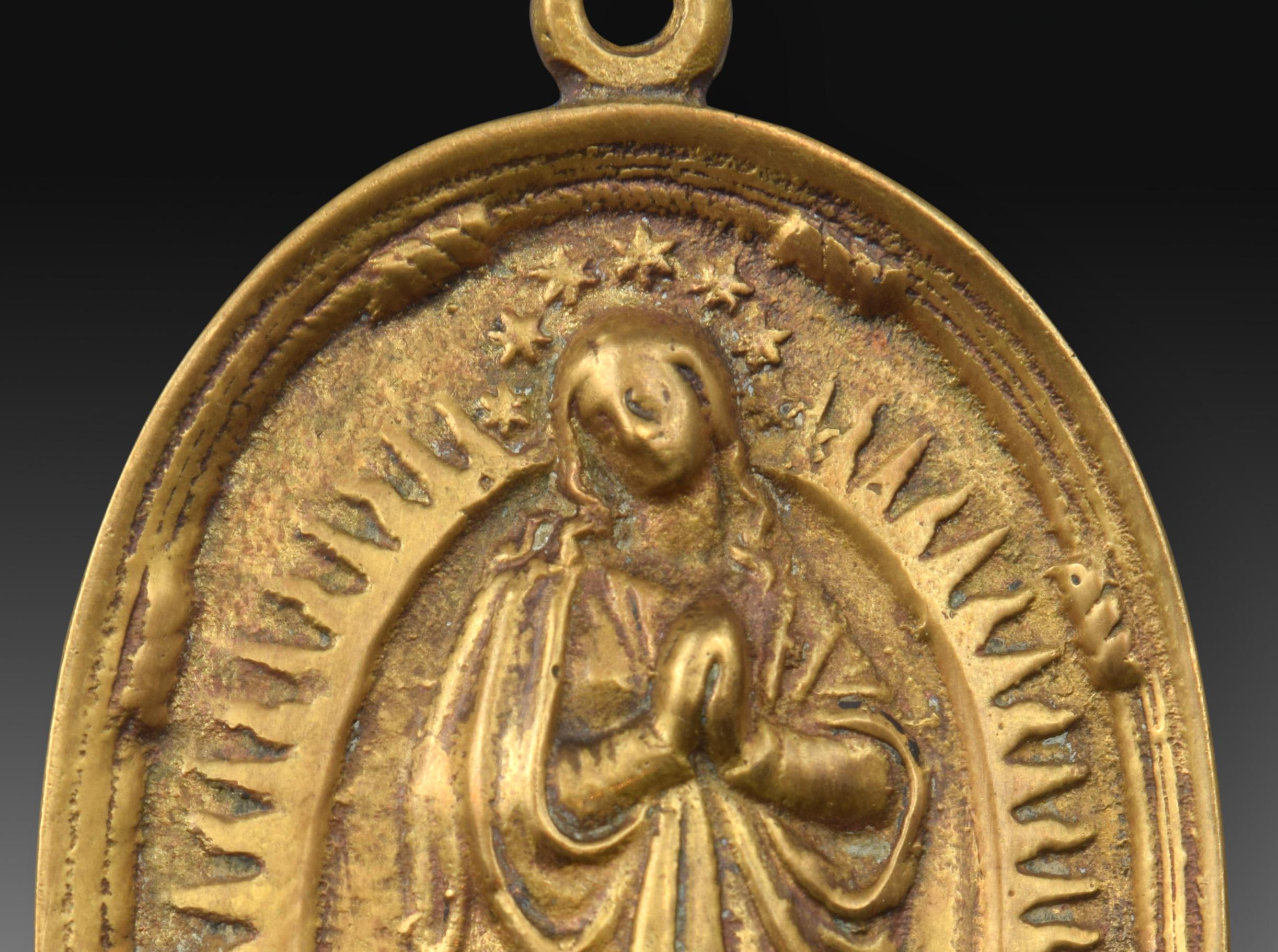 Neoclassical Devotional Plaque, Immaculate Bronze, 19th Century