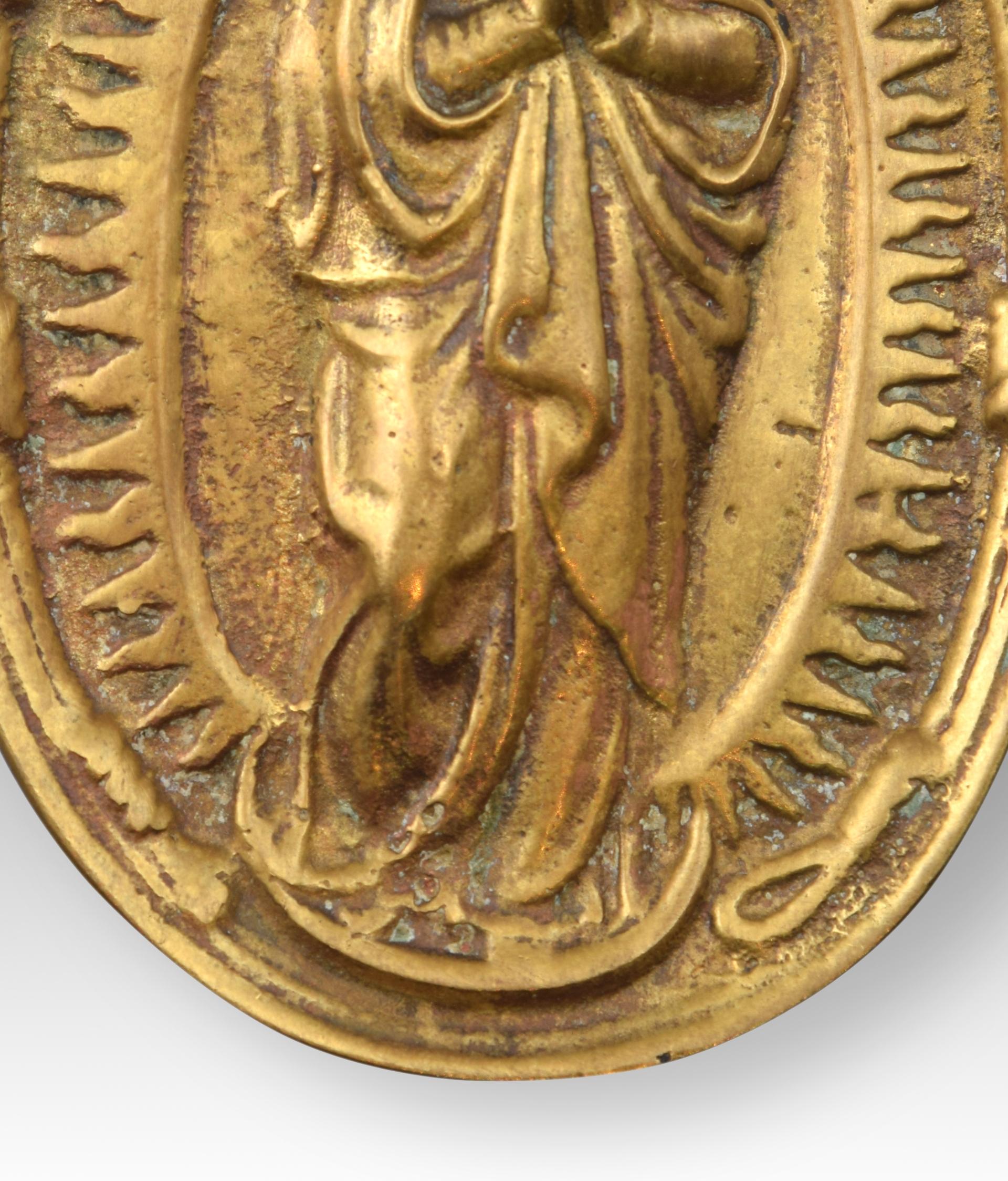 European Devotional Plaque, Immaculate Bronze, 19th Century