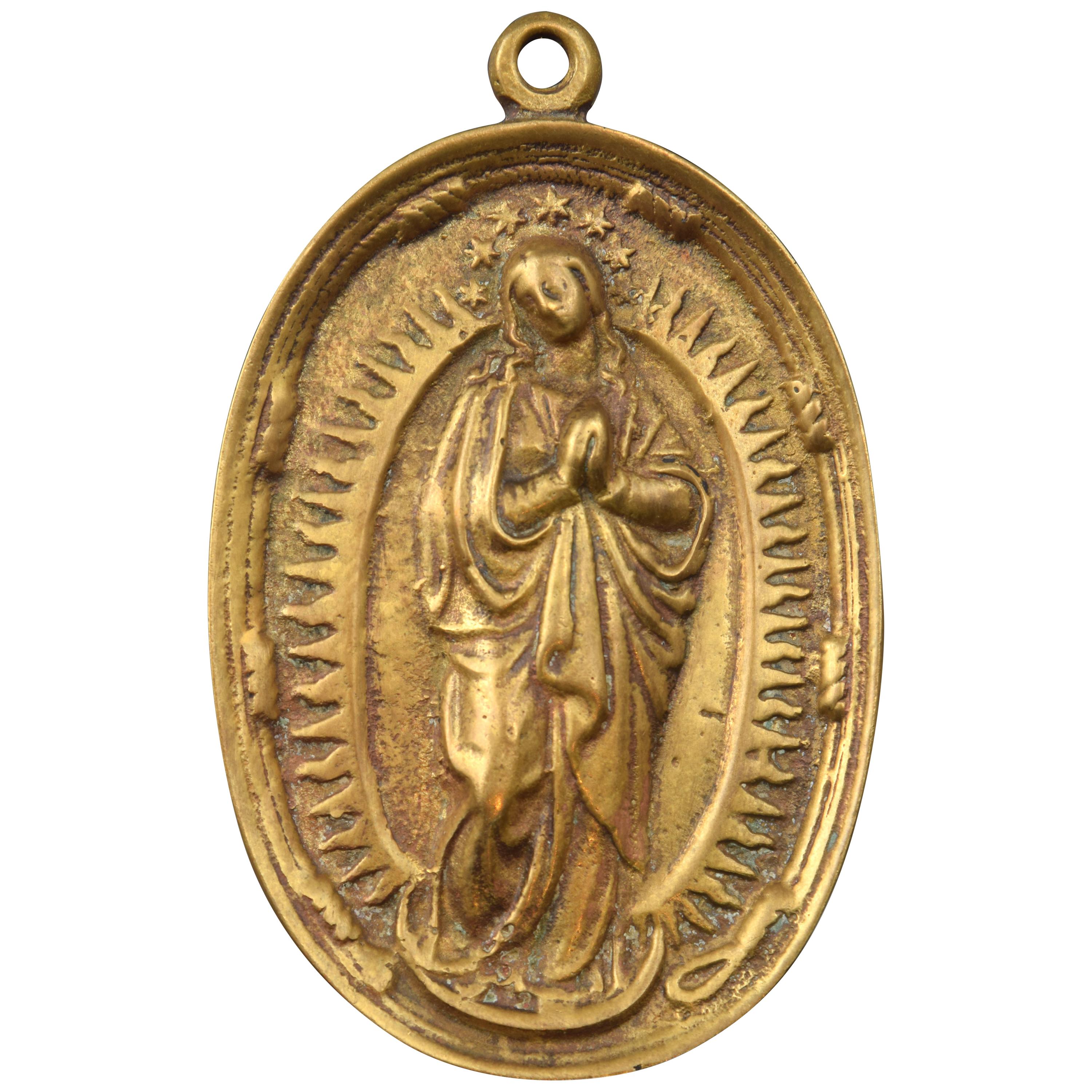 Devotional Plaque, Immaculate Bronze, 19th Century