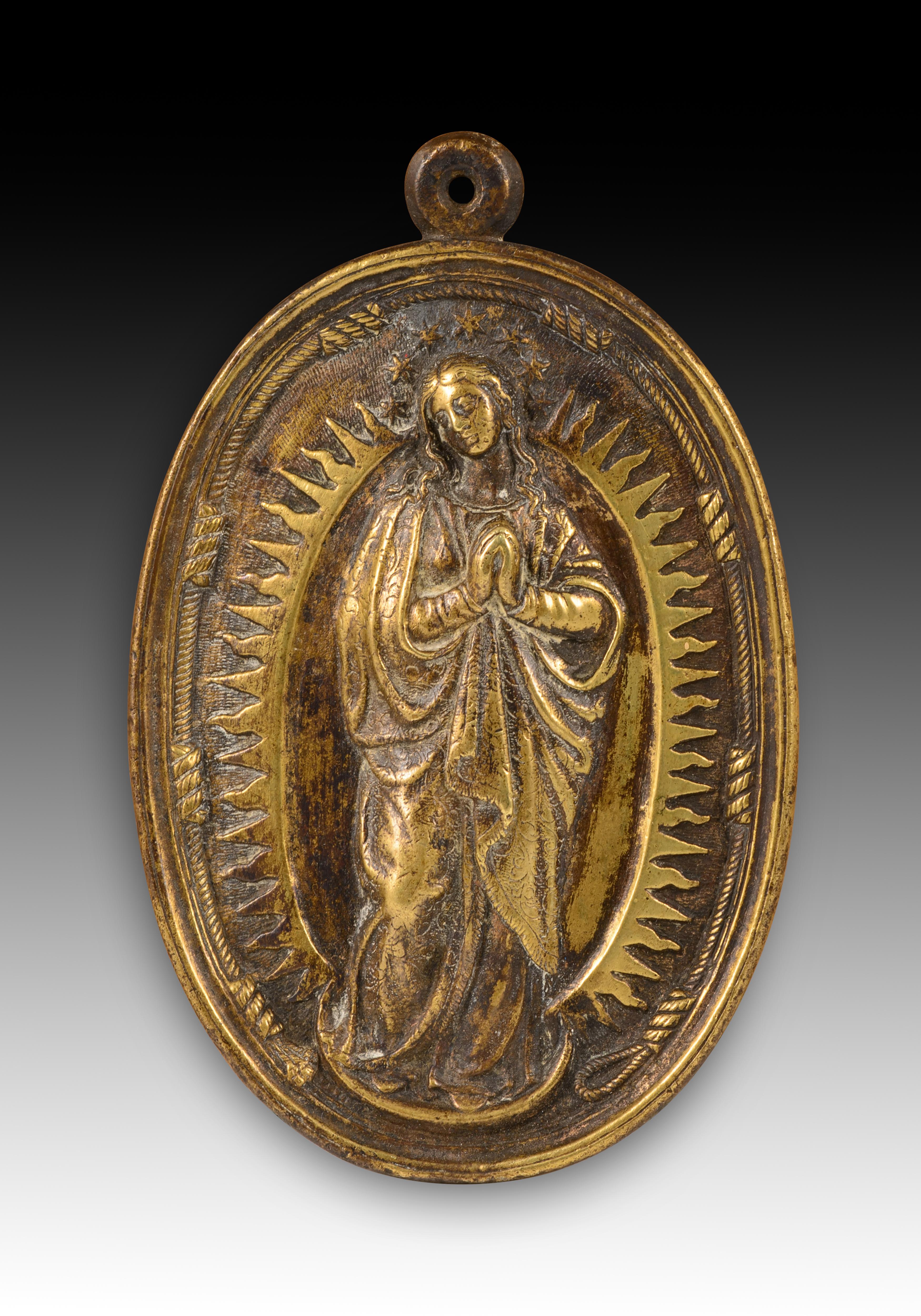 Barocco Targa devozionale, Immacolata Concezione. Bronzo. Spanish School, XVII secolo. in vendita