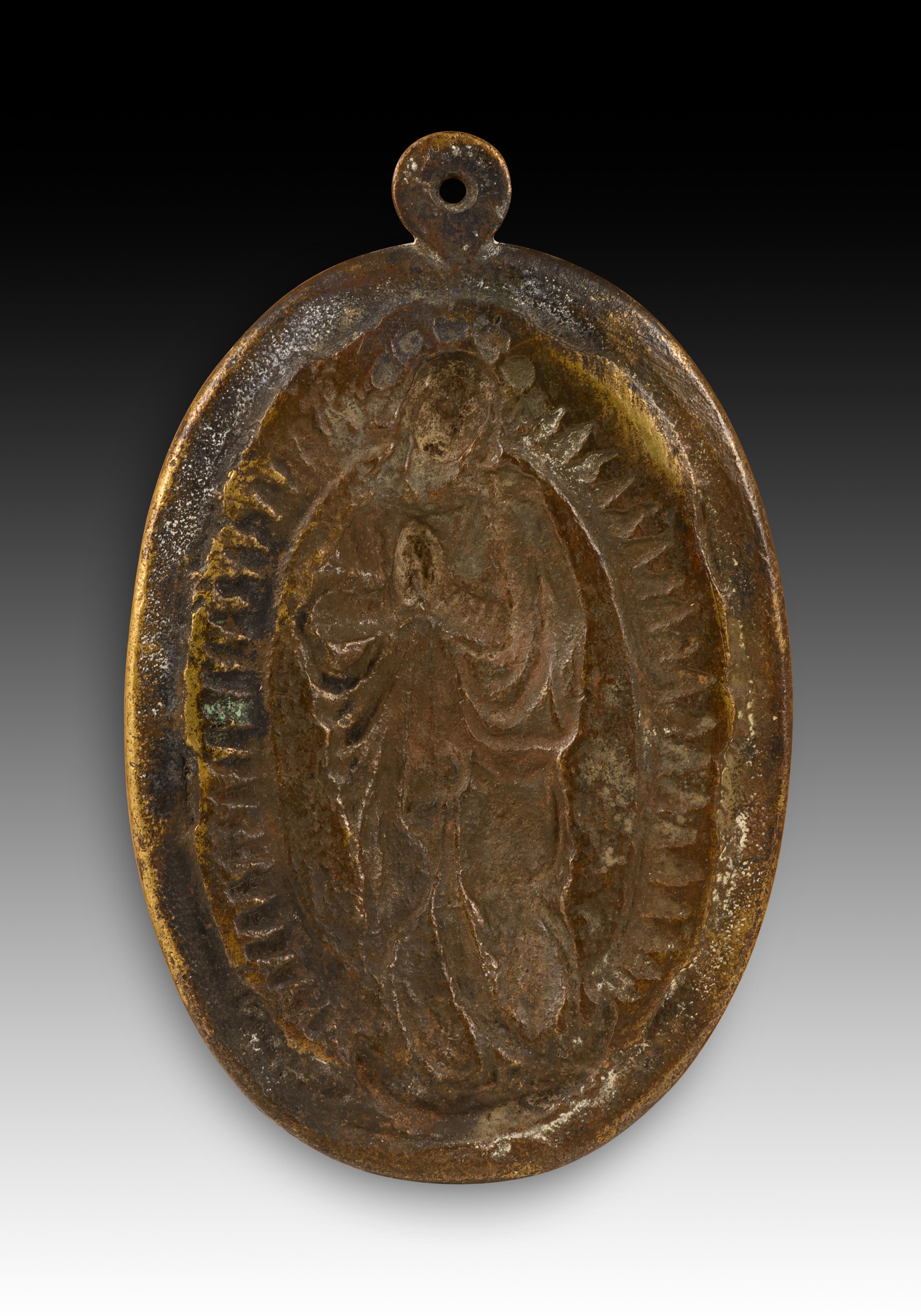 Spagnolo Targa devozionale, Immacolata Concezione. Bronzo. Spanish School, XVII secolo. in vendita
