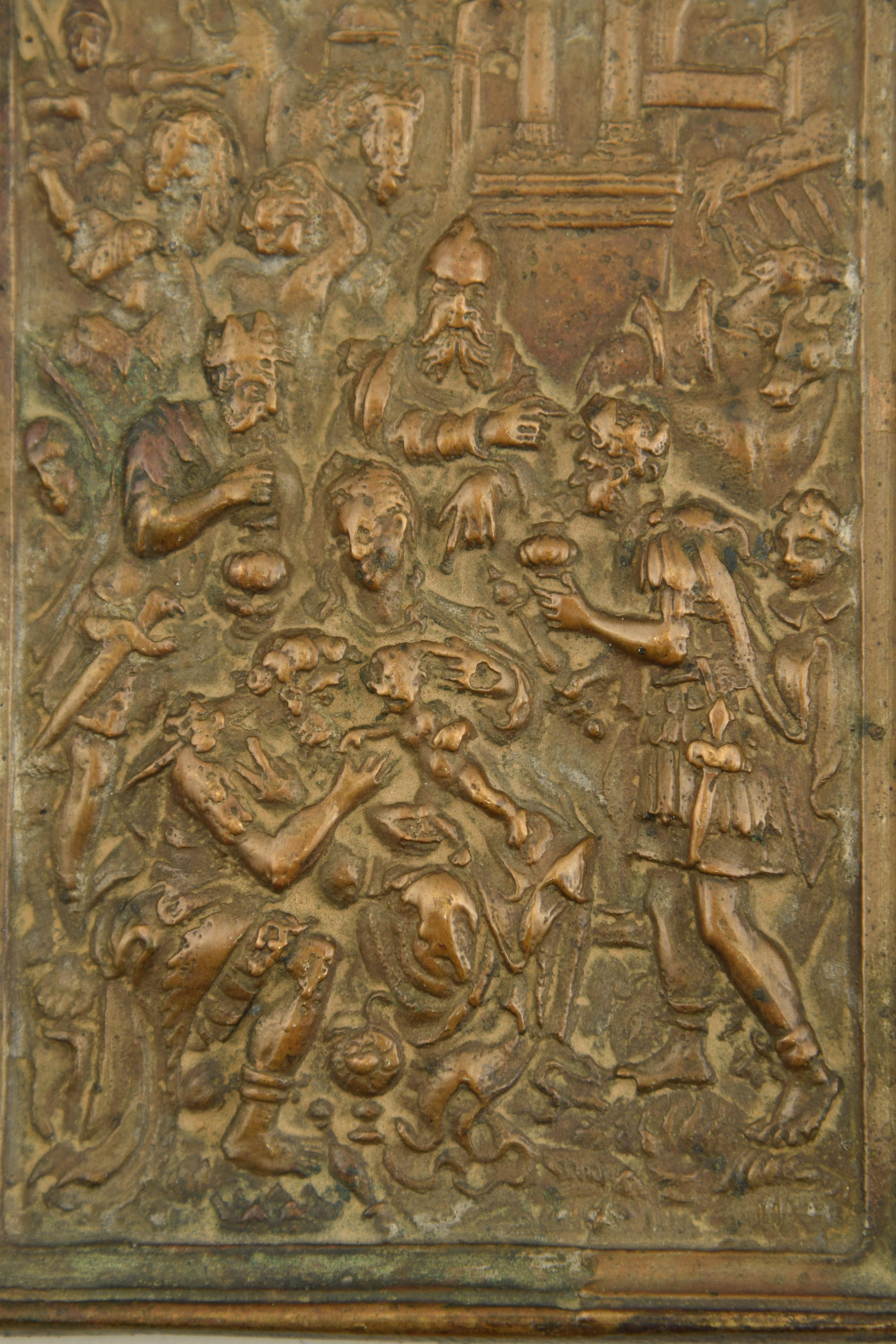 Baroque Devotional Plaque, Nativity. Bronze, Spain, 16th-17th Centuries