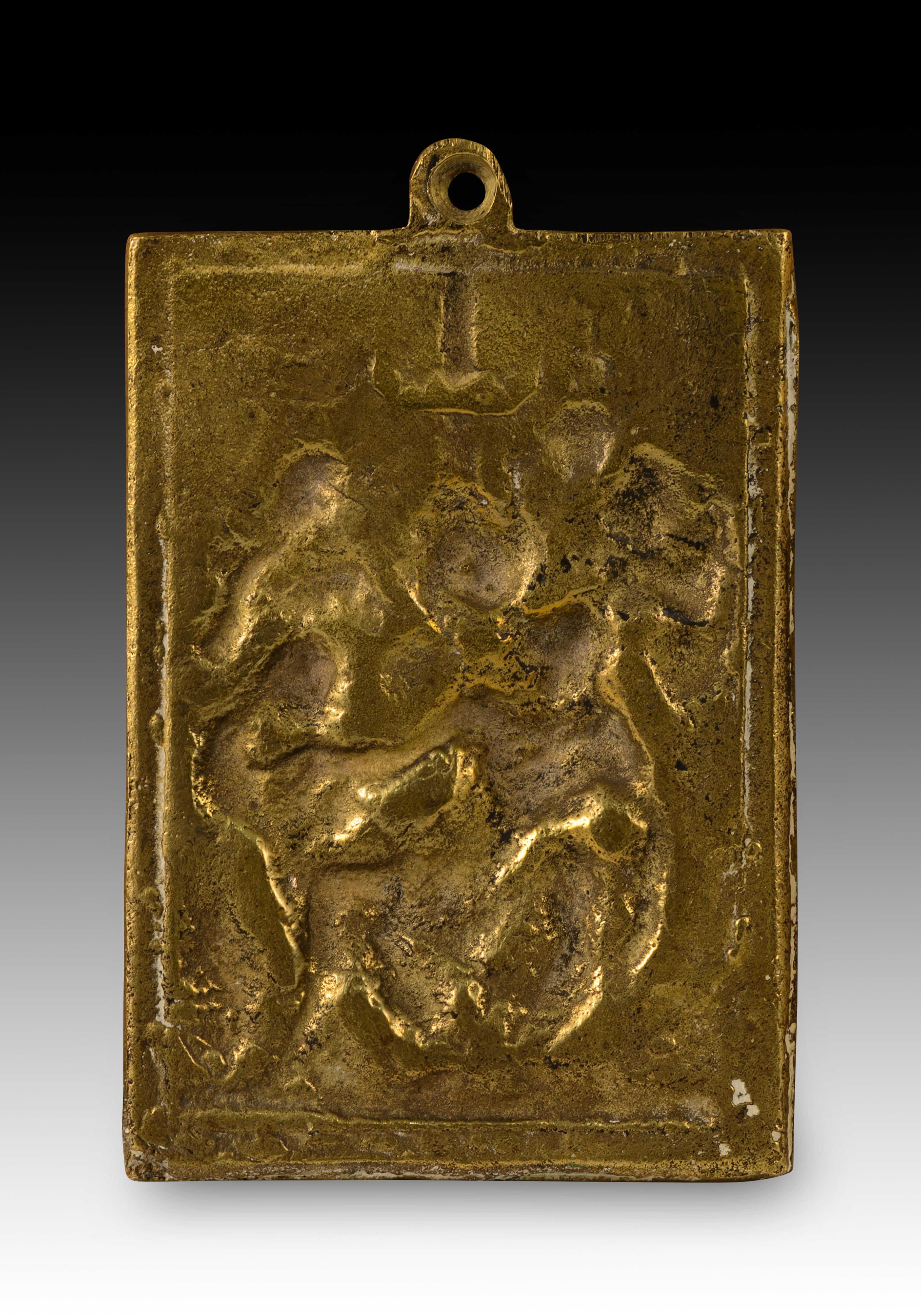 Spagnolo Targa devozionale, Pietà. Bronzo. Spanish School, XVII-XVIII secolo. in vendita