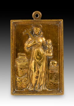 Devotional plaque, Saint Anthony of Padua. Bronze. Spanish School, 17th century.