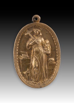Devotional plaque, Saint Anthony of Padua. Bronze. Spanish School, 17th century.